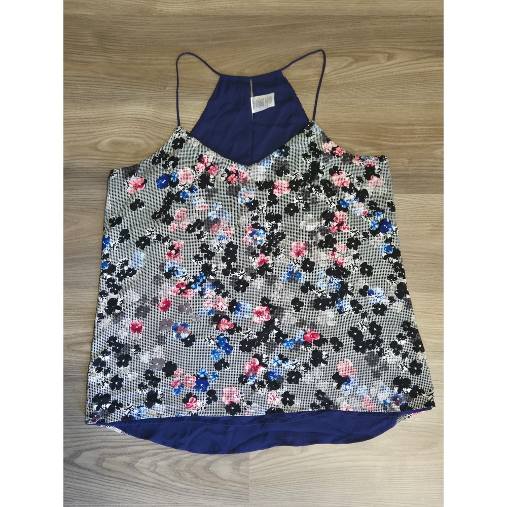 Vintage Express reversible Halter Top Navy Blue Sleeveless tank Large